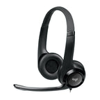 Logitech H390 USB Wired Headset Stereo Headphones with Noise-Cancelling Microphone – Leather, Plug-and-play Default Title