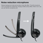 Logitech H390 USB Wired Headset Stereo Headphones with Noise-Cancelling Microphone – Leather, Plug-and-play