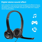 Logitech H390 USB Wired Headset Stereo Headphones with Noise-Cancelling Microphone – Leather, Plug-and-play