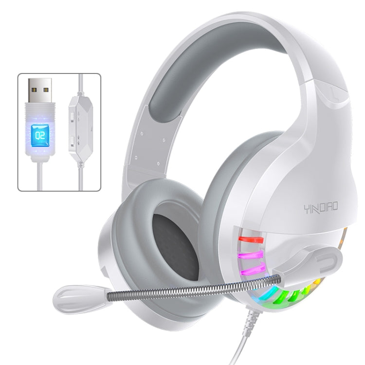 YINDIAO Q2 Head-mounted Wired Gaming Headset with Microphone, Version: Single USB Sound Card, Q2 Single USB Sound Card(White) – TPU