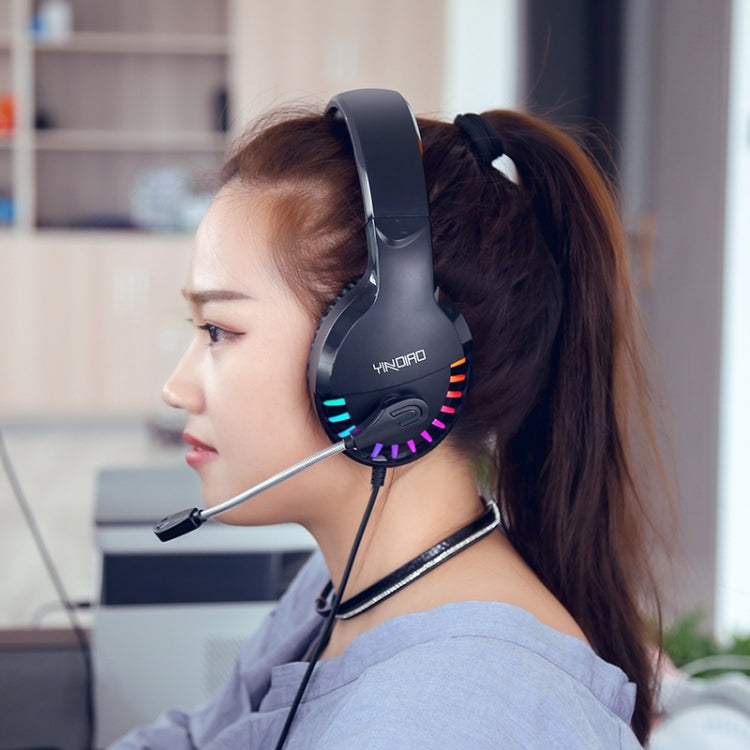 YINDIAO Q2 Head-mounted Wired Gaming Headset with Microphone, Version: Single USB Sound Card, Q2 Single USB Sound Card(White) – TPU
