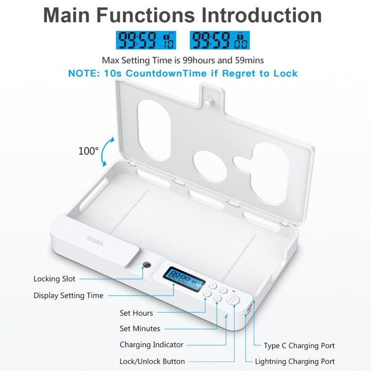 Phone Lock Box – Self-discipline Smart Phone Lock Timing Box, lock01 White