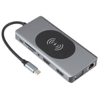 14 in 1 Type-C Docking Station with Wireless Charging(1000M Network Port), 14 in 1 – Wireless Charging, Aluminum Alloy, 4K