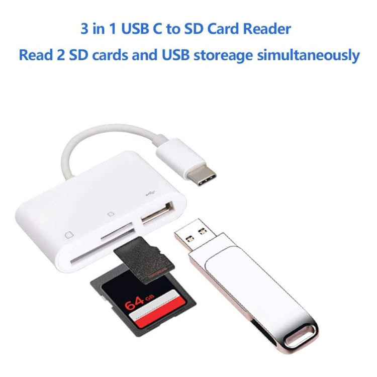 NK103TC Card Reader – 3 in 1 USB-C / Type-C Male to SD + TF + USB Female Camera Reader, NK103TC