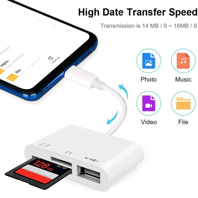 NK103TC Card Reader – 3 in 1 USB-C / Type-C Male to SD + TF + USB Female Camera Reader, NK103TC