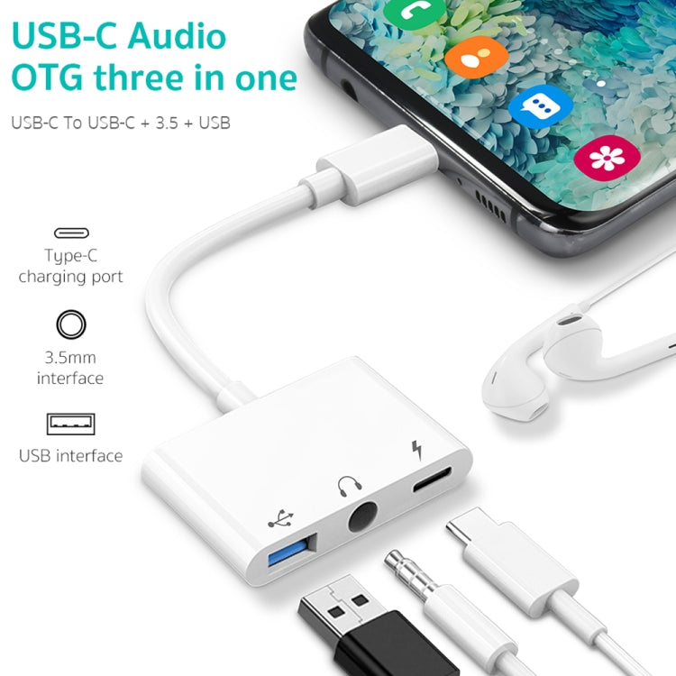 3 in 1 USB-C / Type-C Male to Type-C + USB + 3.5mm Female OTG Adapter,...