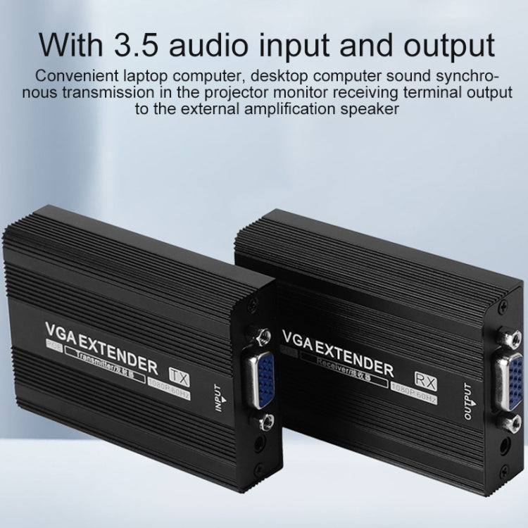 Measy VGA1815 VGA Extender Transmitter and Receiver Converter, POE Single Power Supply, Transmission Distance: 150m, VGA1815 – Aluminum Alloy