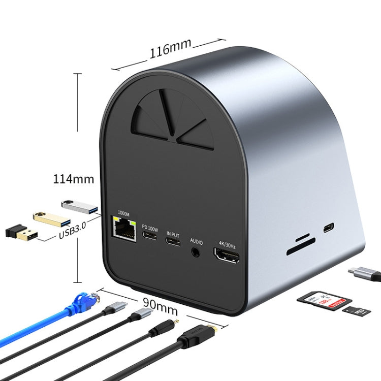 BYL-2211 10 in 1 USB-C / Type-C HUB Adapter, Support Phone Charger, BYL-2211 – 4K