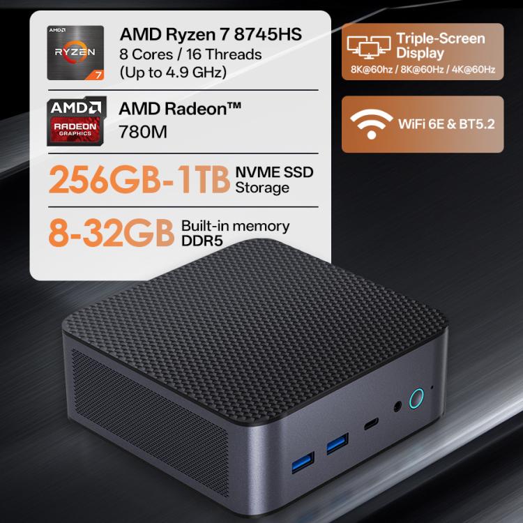 GXMO H90 Pro Windows 11 Mini PC, AMD Ryzen 7 8745HS Octa Core Processor, EU Plug, PC2562AU, PC2562EU, PC2562UK, PC2562US – TPU