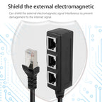 1 to 3 Socket LAN Ethernet Network RJ45 Plug Splitter Extender, 3 Ports RJ45 – Magnetic