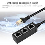 1 to 3 Socket LAN Ethernet Network RJ45 Plug Splitter Extender, 3 Ports RJ45 – Magnetic
