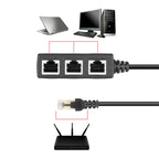 1 to 3 Socket LAN Ethernet Network RJ45 Plug Splitter Extender, 3 Ports RJ45 – Magnetic