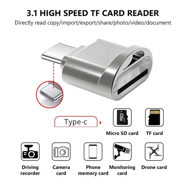 USB-C / Type-C 3.1 to Micro SD Card (TF Card) Reader Adapter, Silver – Durable Build, Easy to Use