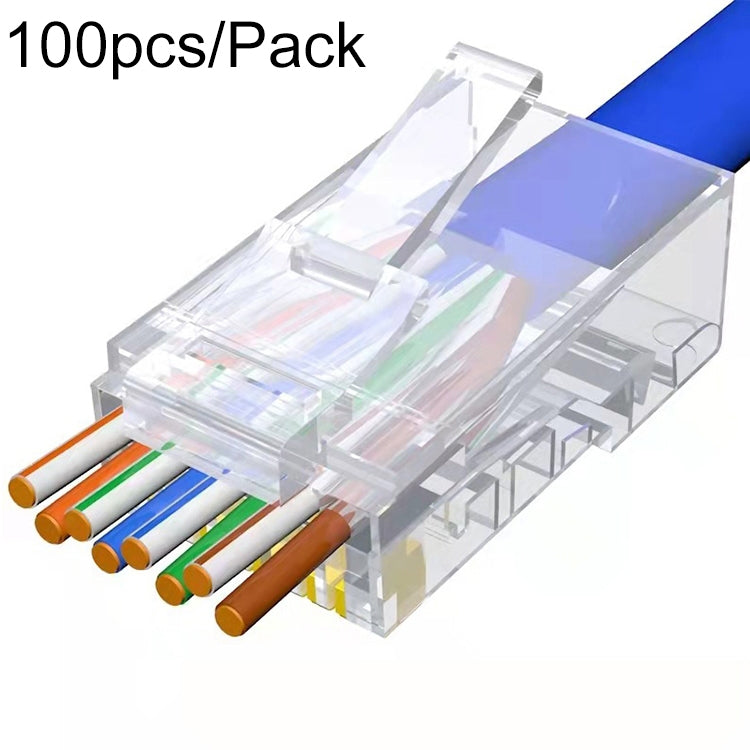 100pcs /Pack Cat6e Unshielded Pass Through RJ45 Connector Modular Plug, Cat6e UnShielded Pass Through – Durable Build, Easy to Use Cat6e UnShielded Pass Through