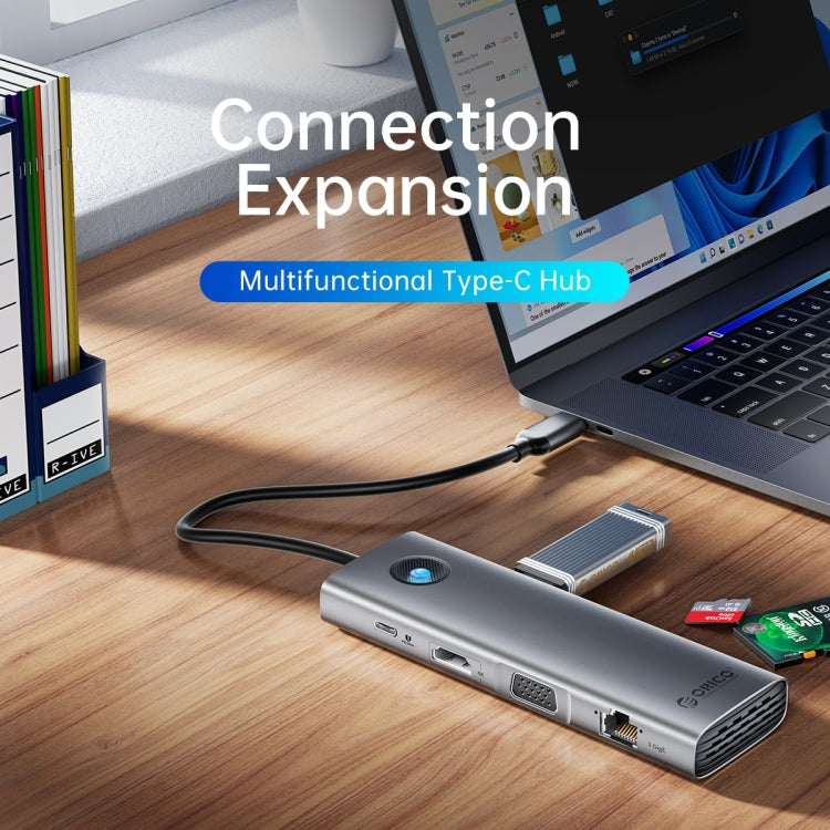ORICO PW11-8PC Type-C / USB-C 8-in-1 5Gbps Multifunction Docking Station, PW11-8PC – Aluminum Alloy, TPU, 4K