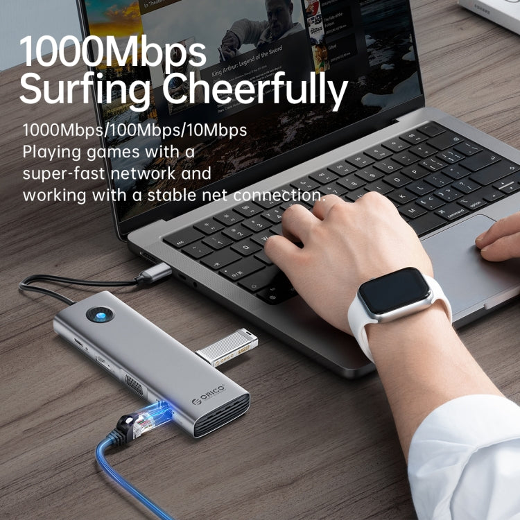 ORICO PW11-8PC Type-C / USB-C 8-in-1 5Gbps Multifunction Docking Station, PW11-8PC – Aluminum Alloy, TPU, 4K