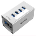 ORICO A3H4 Aluminum High Speed 4 Ports USB 3.0 HUB with 12V/2.5A Power Supply for Laptops, 4 Ports (Silver) – Aluminum Alloy 4 Ports (Silver)
