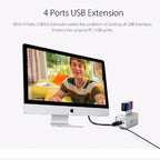 ORICO A3H4 Aluminum High Speed 4 Ports USB 3.0 HUB with 12V/2.5A Power Supply for Laptops, 4 Ports (Silver) – Aluminum Alloy