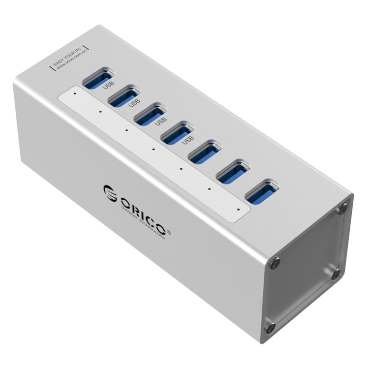 ORICO A3H7 Aluminum High Speed 7 Ports USB 3.0 HUB with 12V/2.5A Power Supply for Laptops, 7 Ports (Silver), 7 Ports (Black) – Aluminum Alloy