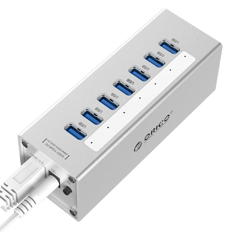 ORICO A3H7 Aluminum High Speed 7 Ports USB 3.0 HUB with 12V/2.5A Power Supply for Laptops, 7 Ports (Silver), 7 Ports (Black) – Aluminum Alloy