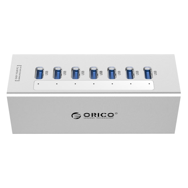 ORICO A3H7 Aluminum High Speed 7 Ports USB 3.0 HUB with 12V/2.5A Power Supply for Laptops, 7 Ports (Silver), 7 Ports (Black) – Aluminum Alloy