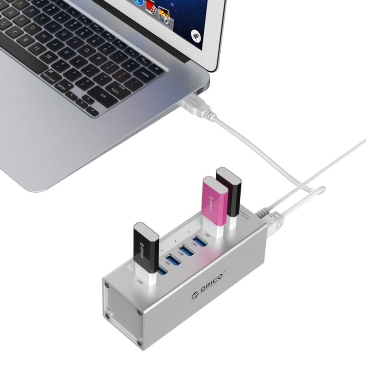 ORICO A3H7 Aluminum High Speed 7 Ports USB 3.0 HUB with 12V/2.5A Power Supply for Laptops, 7 Ports (Silver), 7 Ports (Black) – Aluminum Alloy