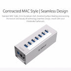 ORICO A3H7 Aluminum High Speed 7 Ports USB 3.0 HUB with 12V/2.5A Power Supply for Laptops, 7 Ports (Silver), 7 Ports (Black) – Aluminum Alloy