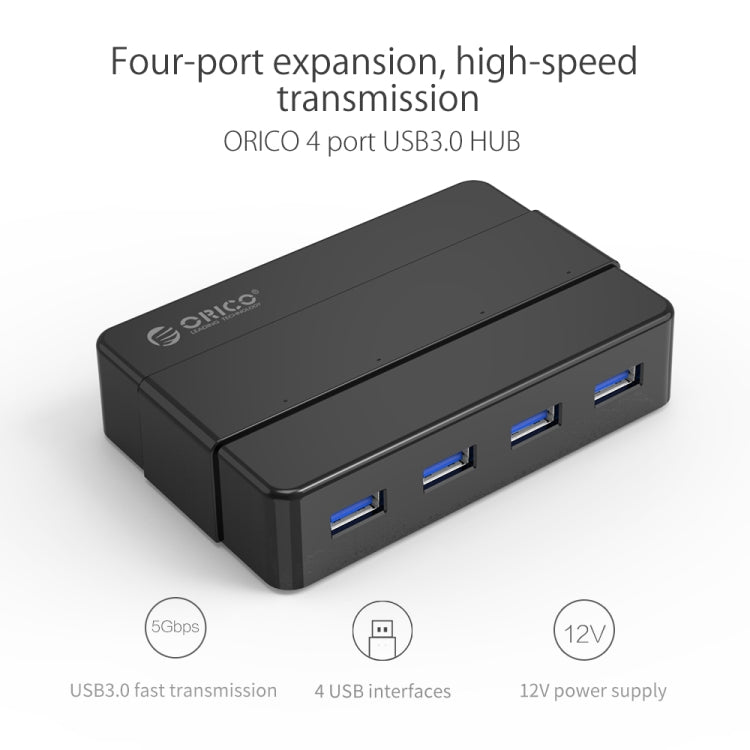 ORICO H4928-U3 ABS High Speed 4 Ports USB 3.0 HUB with 12V Power Adapter for Smartphones / Tablets – Durable Build, Easy to Use