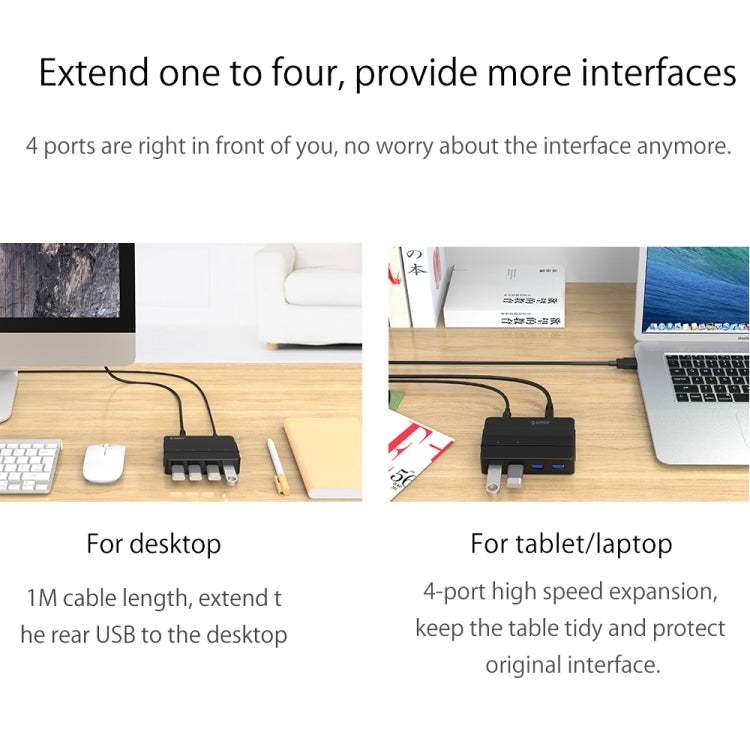 ORICO H4928-U3 ABS High Speed 4 Ports USB 3.0 HUB with 12V Power Adapter for Smartphones / Tablets – Durable Build, Easy to Use