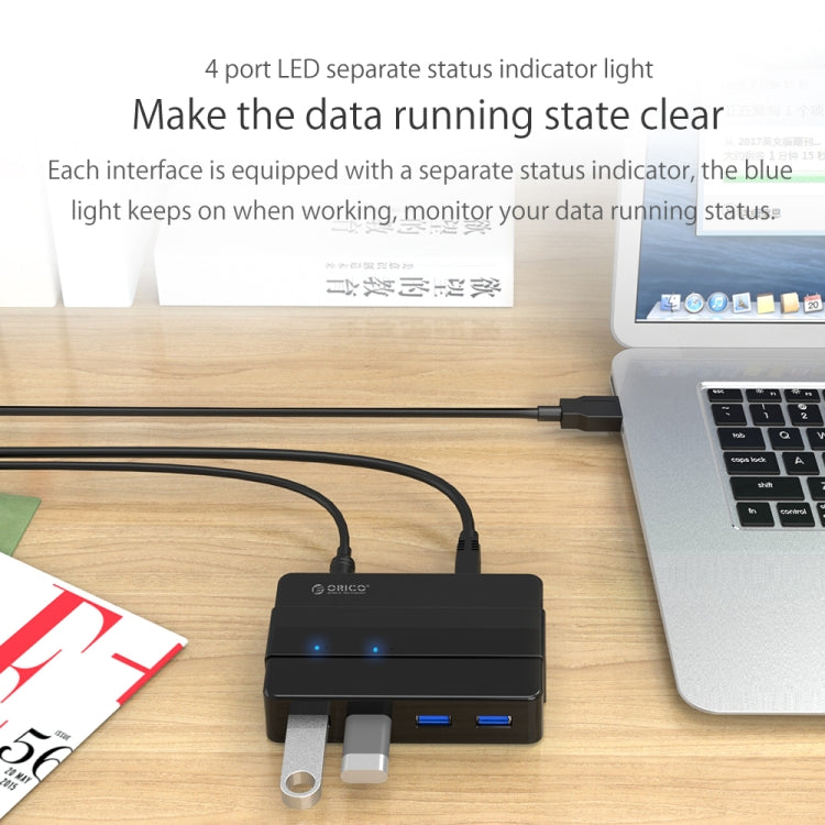 ORICO H4928-U3 ABS High Speed 4 Ports USB 3.0 HUB with 12V Power Adapter for Smartphones / Tablets – Durable Build, Easy to Use