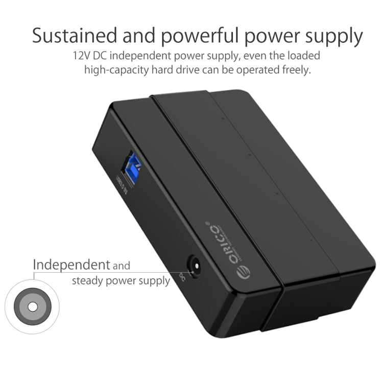 ORICO H4928-U3 ABS High Speed 4 Ports USB 3.0 HUB with 12V Power Adapter for Smartphones / Tablets – Durable Build, Easy to Use