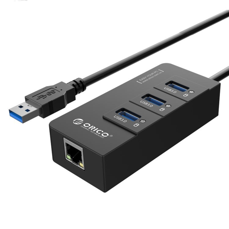 ORICO HR01-U3 ABS 3 Ports USB3.0 HUB Splitter with External RJ45 Gigabit Ethernet Network Card 5 Gbps for Laptops / Desktop / Ultrabook etc. – Durable Build, Easy to Use