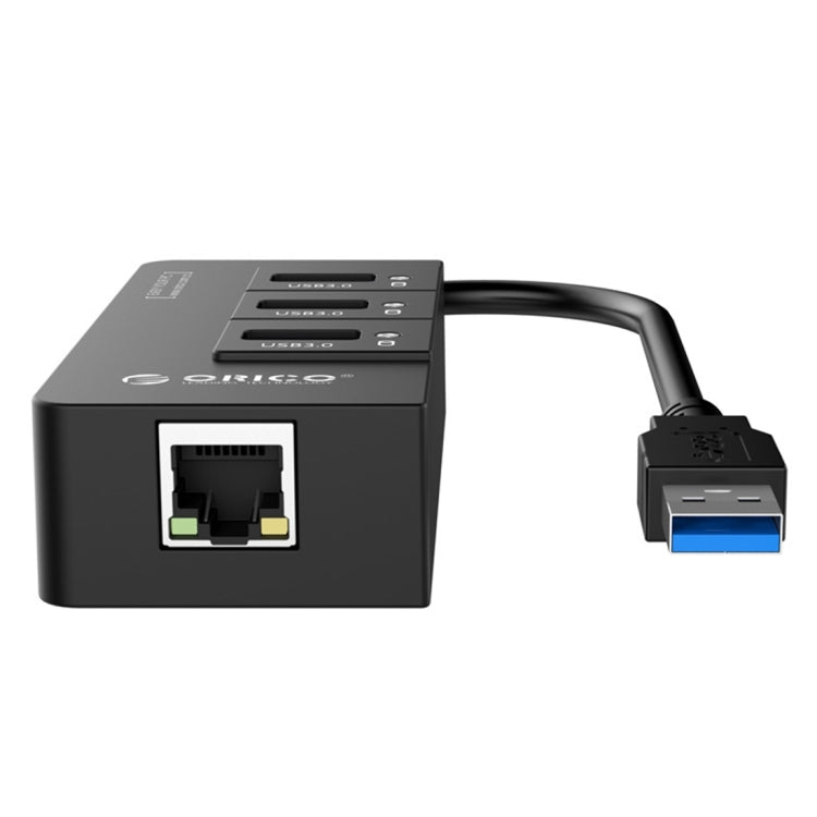 ORICO HR01-U3 ABS 3 Ports USB3.0 HUB Splitter with External RJ45 Gigabit Ethernet Network Card 5 Gbps for Laptops / Desktop / Ultrabook etc. – Durable Build, Easy to Use