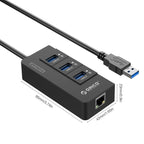 ORICO HR01-U3 ABS 3 Ports USB3.0 HUB Splitter with External RJ45 Gigabit Ethernet Network Card 5 Gbps for Laptops / Desktop / Ultrabook etc. – Durable Build, Easy to Use