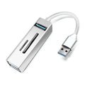 15101 5 in 1 USB3.0 to 3 x USB + SD / TF Card Reader HUB Adapter, USB3.0 – Card Slot, Aluminum Alloy, Data Transmission USB3.0 Silver