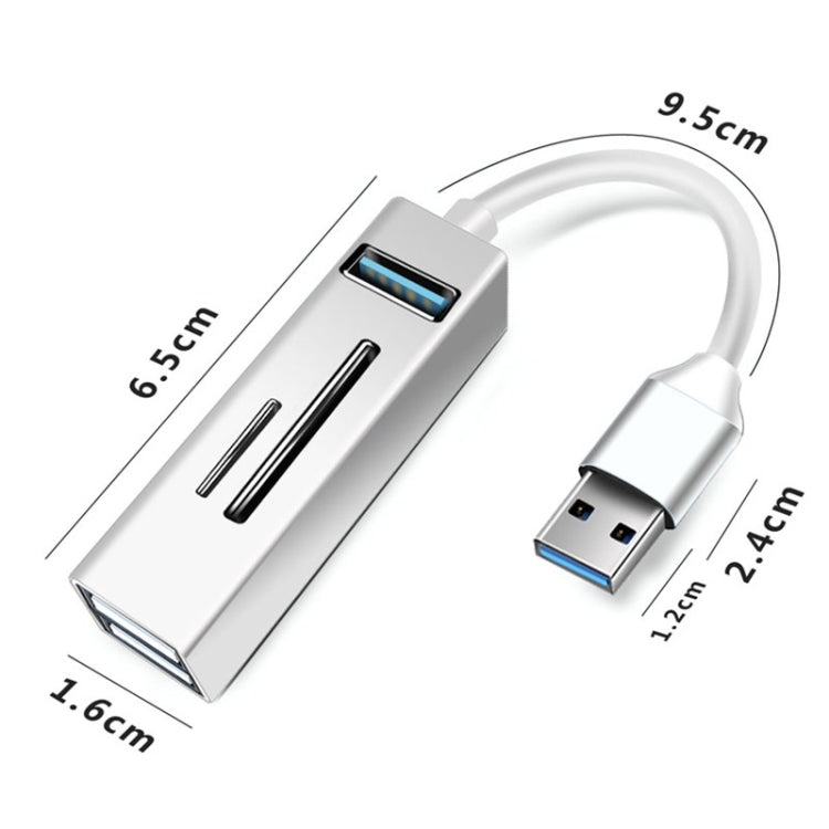 15101 5 in 1 USB3.0 to 3 x USB + SD / TF Card Reader HUB Adapter, USB3.0 – Card Slot, Aluminum Alloy, Data Transmission