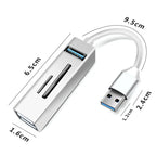 15101 5 in 1 USB3.0 to 3 x USB + SD / TF Card Reader HUB Adapter, USB3.0 – Card Slot, Aluminum Alloy, Data Transmission