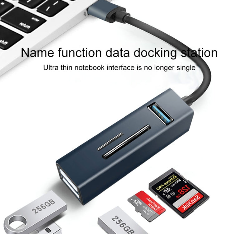 15101 5 in 1 USB3.0 to 3 x USB + SD / TF Card Reader HUB Adapter, USB3.0 – Card Slot, Aluminum Alloy, Data Transmission