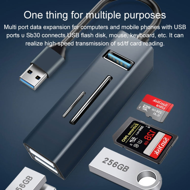 15101 5 in 1 USB3.0 to 3 x USB + SD / TF Card Reader HUB Adapter, USB3.0 – Card Slot, Aluminum Alloy, Data Transmission