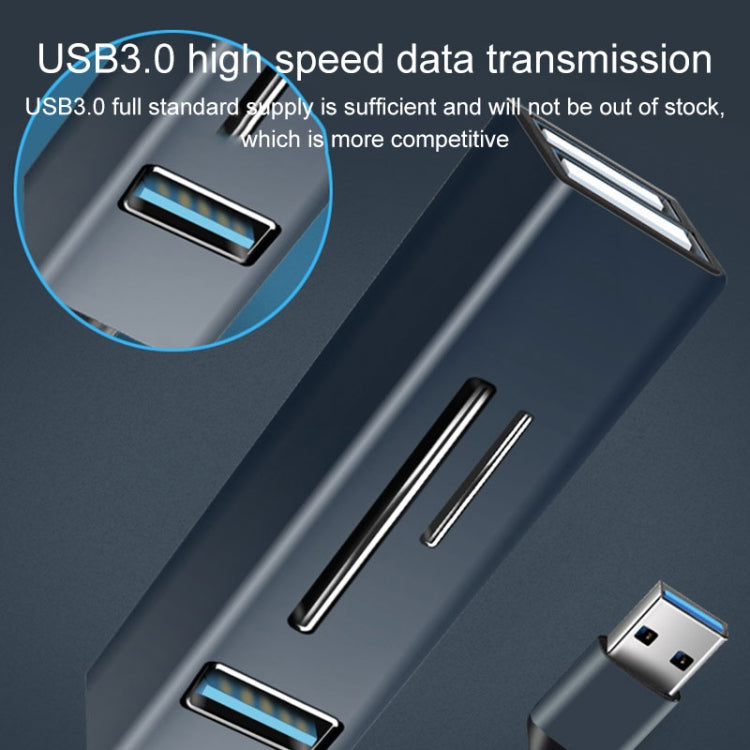 15101 5 in 1 USB3.0 to 3 x USB + SD / TF Card Reader HUB Adapter, USB3.0 – Card Slot, Aluminum Alloy, Data Transmission