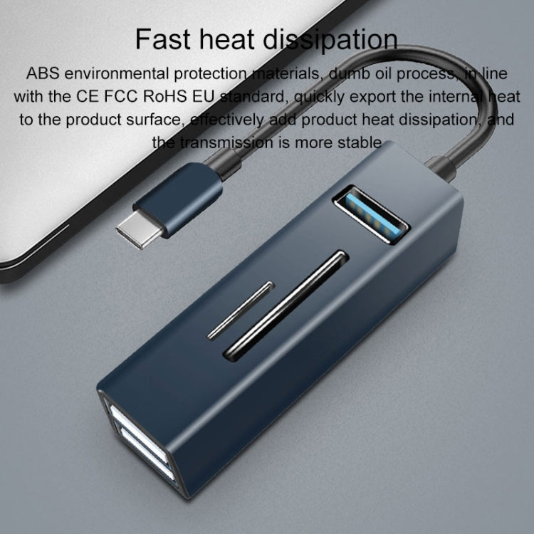 15101 5 in 1 USB3.0 to 3 x USB + SD / TF Card Reader HUB Adapter, USB3.0 – Card Slot, Aluminum Alloy, Data Transmission