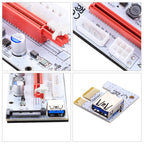 PCE164P-N06 VER008S USB 3.0 PCI-E Express 1x to 16x PCI-E Extender Riser Card Adapter 15 Pin SATA Power 6 Pin + 4 Pin Power Supply Port with 60cm USB Cable, VER008S Red – Durable Build, Easy to Use