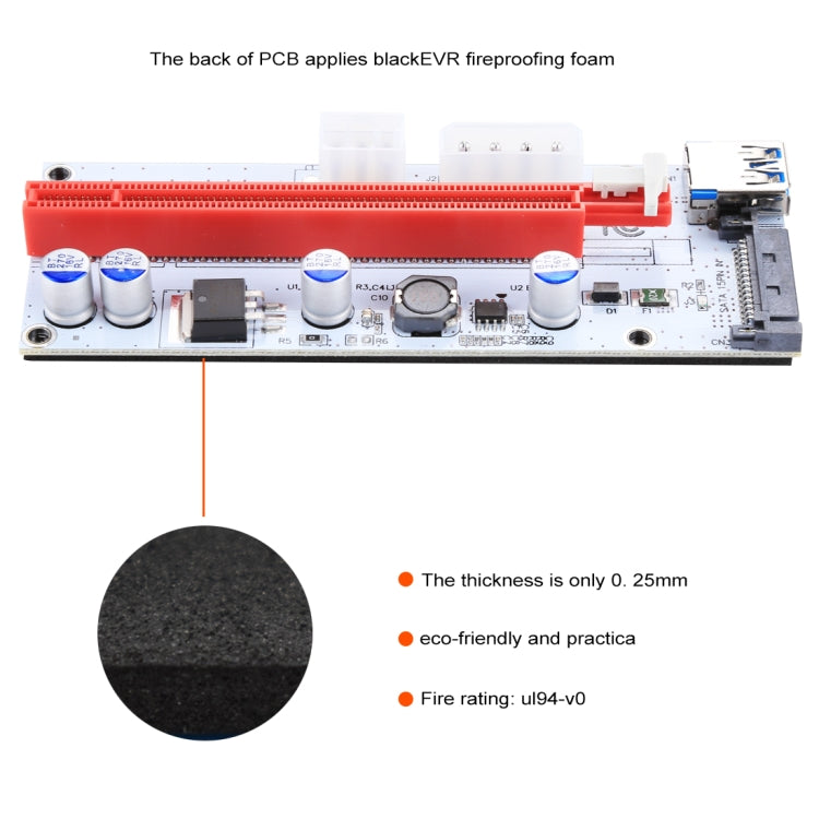 PCE164P-N06 VER008S USB 3.0 PCI-E Express 1x to 16x PCI-E Extender Riser Card Adapter 15 Pin SATA Power 6 Pin + 4 Pin Power Supply Port with 60cm USB Cable, VER008S Red – Durable Build, Easy to Use