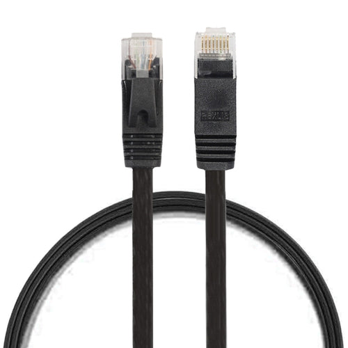 0.5m CAT6 Ultra-thin Flat Ethernet Network LAN Cable, Patch Lead RJ45, Length: 0.5m – Ultra-thin Length: 0.5m Black