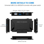 USB 3.0 to SATA / IDE Hard Disk Drive Converter Adapter Cable for 2.5 inch / 3.5 inch SATA IDE HDD, Cable Length: 1m, US160 – Data Transmission