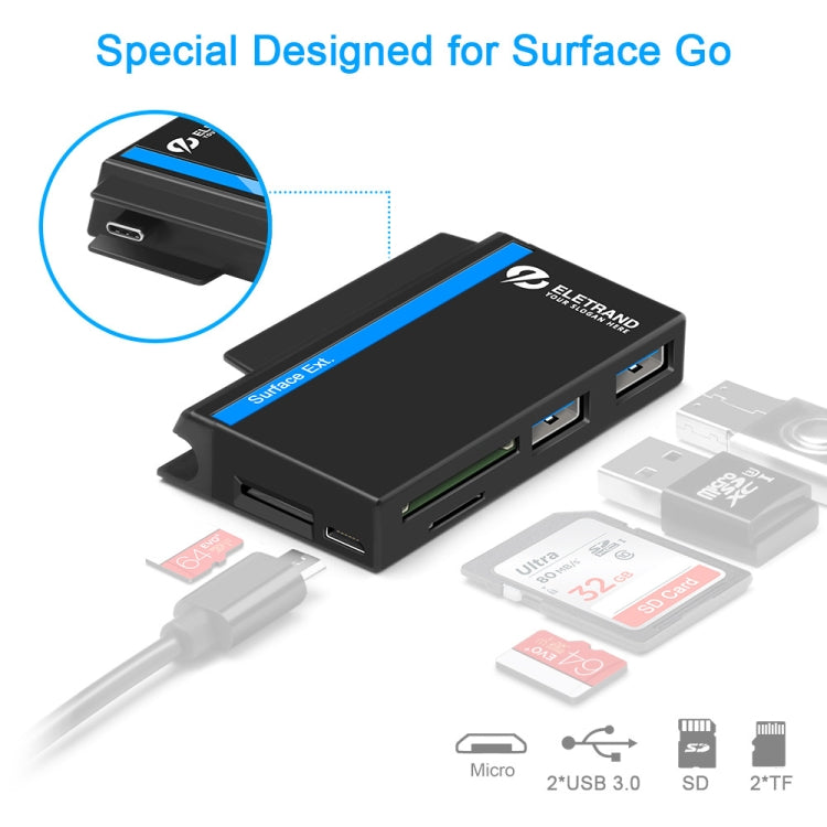 ROCKETEK RT-SGO737 2 USB 3.0 + Micro USB Interface Hub for Microsoft Surface Go, with 2 TF Card & SD Card Slots, RT-SGO737 – Card Slot, Ultra-thin