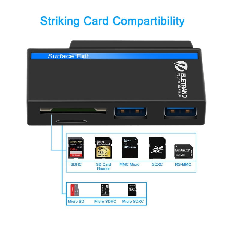 ROCKETEK RT-SGO737 2 USB 3.0 + Micro USB Interface Hub for Microsoft Surface Go, with 2 TF Card & SD Card Slots, RT-SGO737 – Card Slot, Ultra-thin