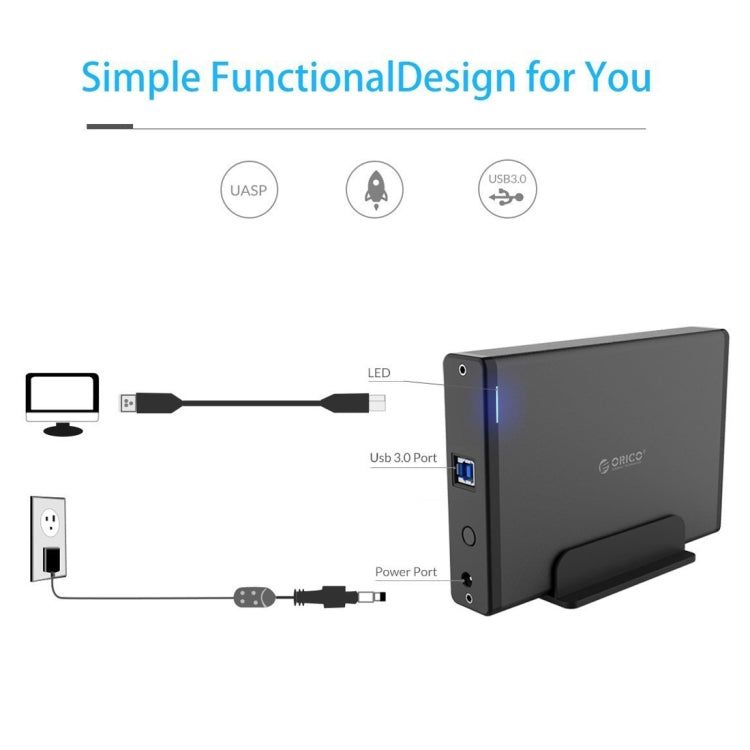 ORICO 7688U3 Vertical Aluminum External Hard Drive Enclosure Storage Case Hard Drive Dock for 3.5 inch SATA HDD – Durable Build, Easy to Use