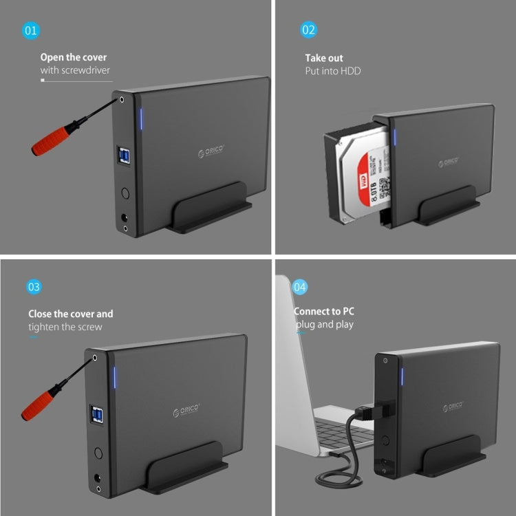 ORICO 7688U3 Vertical Aluminum External Hard Drive Enclosure Storage Case Hard Drive Dock for 3.5 inch SATA HDD – Durable Build, Easy to Use