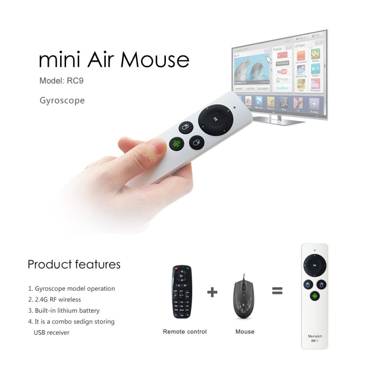 Measy RC9 2.4GHz Fly Air Mouse Wireless Keyboard Remote Control, RC9 – Durable Build, Easy to Use